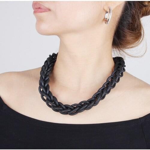 Gothic Black Rubber Women Chain Choker Handmade Thick Multilayer Chain Necklace Collar Jewelry Natural Decorations Rare Things