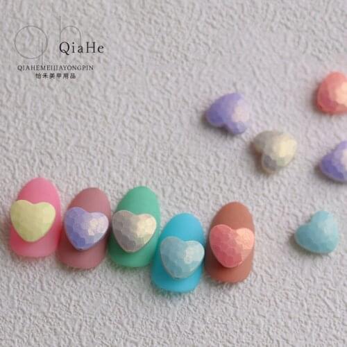 10pcs candy color macaron micro flashing three-dimensional love color peach heart all-match nail jewelry nail decoration