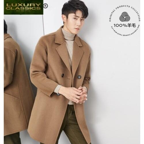 100% 2021 New Brand Wool Coat Men Clothes 2021 Korean Casual Long Woolen Abrigo Hombre Winter Double Breasted Jacket 9003