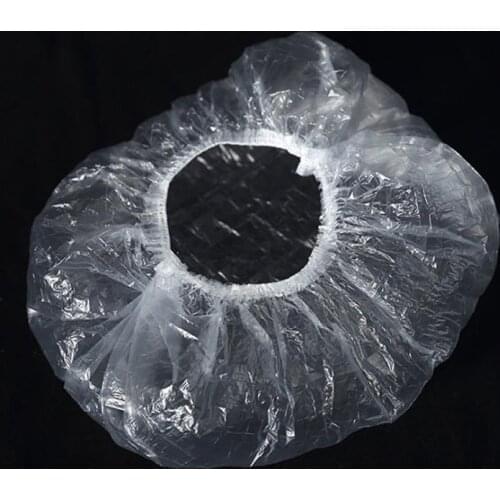 100pcs/set Disposable Shower Caps waterproof Elastic bath Hat Shower Clear Salon Bathing Cap hotel cleaning supplies SN3073