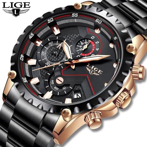 2019 Watch Men LIGE Top Brand Luxury Full Steel Business Quartz Mens Watches Casual Waterproof Sport Watch Relogio Masculino+Box