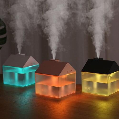 250ML Little House Pattern Air humidifier Ultrasonic Mist Maker Aroma Essential Oil Sprayer with USB Night Light Mini Fan