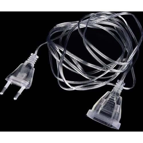 3M Extender Transparent Wire EU Plug/US Plug For LED String Christmas Lights Garden Home Garland Party Decotation