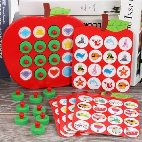 3D Early Education Puzzle Toys Kids Wooden Apple Memory Matching Chess Game Family Casual Games Puzzle Ideal childrens Day Gift