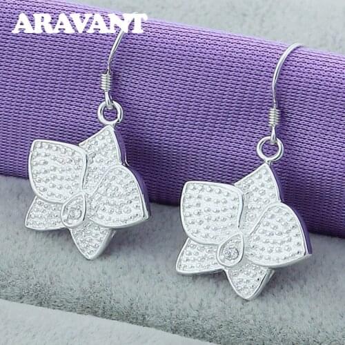 925 Jewelry Earrings Creative Flowers Earring For Women Party Silver Plated Jewelry Gifts