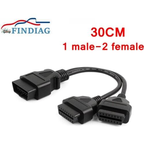 30CM 16Pin Male to Dual Female Y OBD2 Extension Cable 1-2 OBD2 Cable 30 CM Car Diagnostic Interface