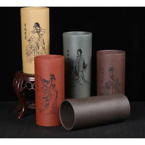 Purple Sand Flowerpot Medium Lotus Tube Classical Succulent Orchid Bonsai Pot Tabletop Personality Ceramic Chinese Style Potted