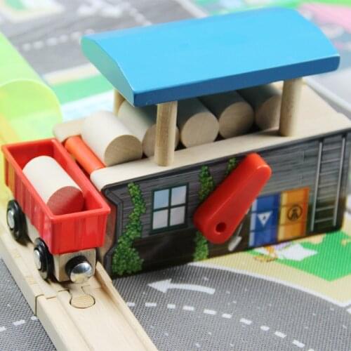 Wooden Track Bulk Assembly of Solid Wood Loading Machine Magnetic Wooden Track Car Building Block Childrens Scene Accessories