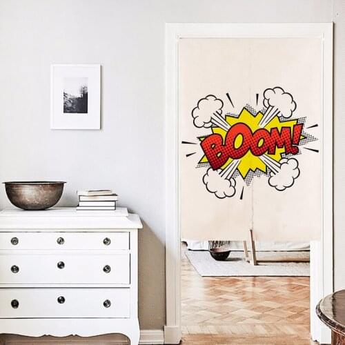 WOW BANG POW BOOM Door Curtain Free Shipping! Linen Cotton Fabric Width 85cm,Length 90cm/120cm,Short Curtains For Kitchen