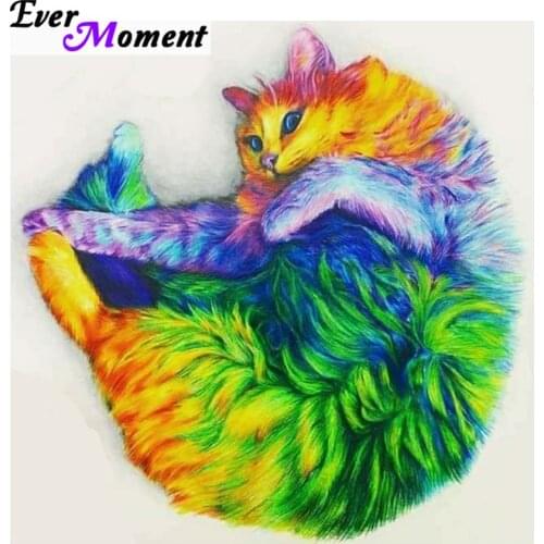 Ever Moment Colorful Cat DIY Dimoand Painting Mosaic Full Square Drills Animal Pet Series Craft Gift Home Decoration ASF981