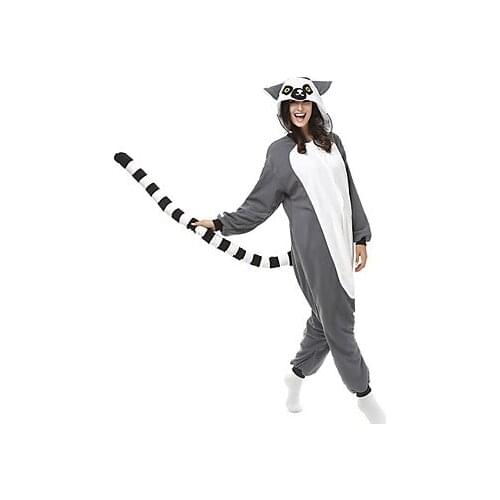 Adult Long Tail Monkey Onesie Polar Fleece Pajamas Cartoon Sleepwear Animal Halloween Cosplay Costume Unisex