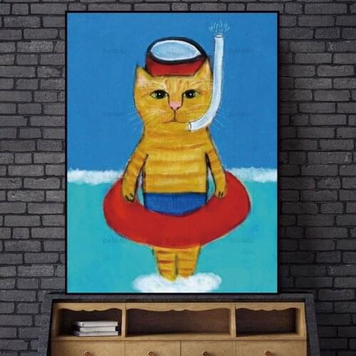 Hd Print Nordic Posters Watercolor Cartoon Cat Animals Canvas Painting Nursery Baby Room Wall Art Picture For Kids Bedroom Decor