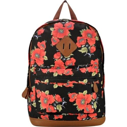 Canvas Women School Bag Shoulder Bag Flower Embroidery Backpack for Teenage Girl Student Travel Mochila Bagpack QQ1925