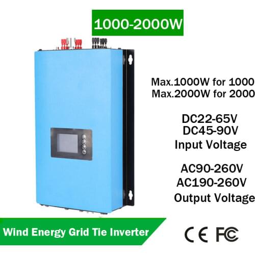 Wind Power Grid Tie Inverter 1000W 2000W with Limiter Dump Load Controller Resistor for 3 Phase 48v Wind Turbine Generator