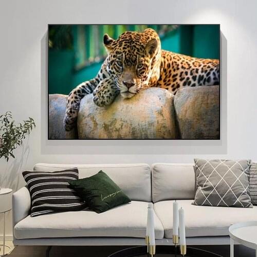 Leopard Rest On The Tree Real Nature Photo Canvas Art Prints Cheetah Poster Painting On Wall Decor Mural Picture For Living Room