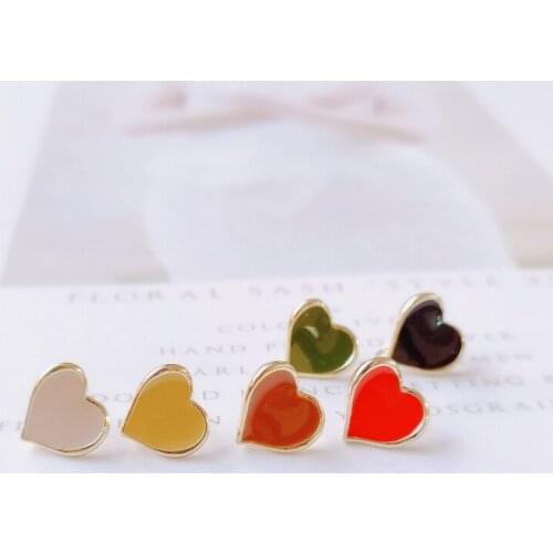 Classic Design Peach Heart Dropping Glaze Stud Earring 2021 Trendy Women Gold Color Lovers Wedding Engagement Jewelry Best Gift