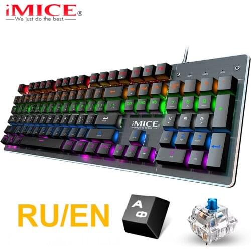 PC Laptop Mechanical keyboard Gamer with backlight USB RGB 87/104 keycaps Wired Ergonomic Russian keyboard For PC Computer