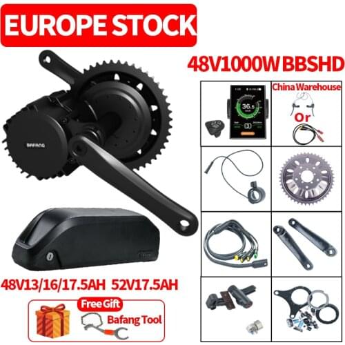 48V1000W Bafang BBSHD BBS03B Mid Drive Motor Electric Bike Conversion Kit with Lithium Battery 48V 13AH/17.5Ah Bicycle Battery