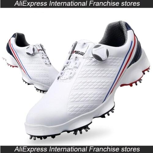 PGM Golf Fitness Sneakers Sports Men Shoes Waterproof Non-slipshoes Rotating Buckle Shoes Swivel Double Patent Shoelaces 3D