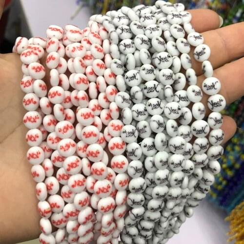 8mm word no word yse Round Beads Stripe Lampwork Glass Beads For Jewelry Making Bracelet DIY Jewelry Findings Glass Round Beads