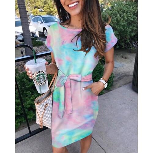 Explosive womens sweet dress with striped plastic waist straps