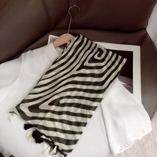 2021 Fashion Geometry Print Tassel Scarf Shawls Long Soft Cotton Scarves Hijab Wrap 3 Color