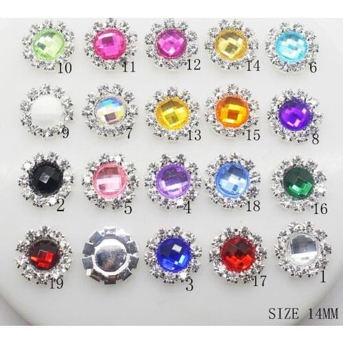 Can Specify the color) 10pcs 14MM Acrylic Rhinestone Buttons DIY Diamond Button Invitation gail hair bowknot Flower Accessories