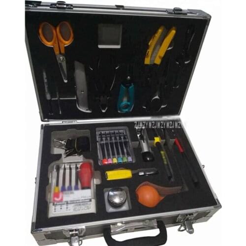 1Set 19pcs Fiber Optic Cable Construction Toolbox Splice Tool Kit Cutter Marker Wire Stripper Screwdriver Wrench BD-100B