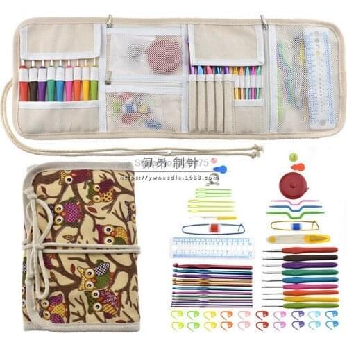 20set 63pcs Crochet Hook Set Ergonomic Yarn Knitting Needles Sewing Tool Set Knit Gauge Scissors Stitch Holder Hook Accessories