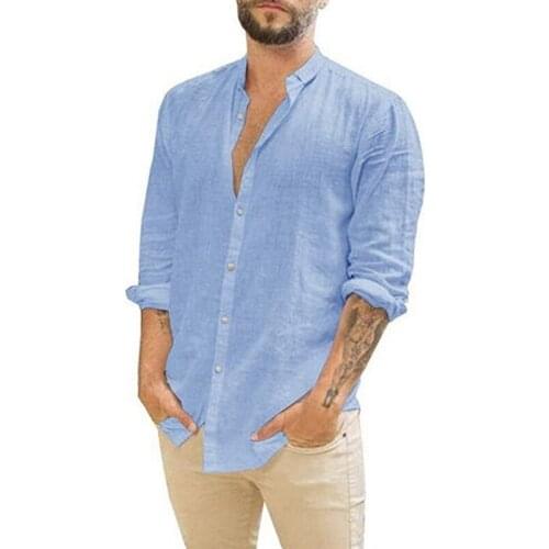 2021 New Mens Casual Blouse Cotton Linen Shirt Loose Tops Long Sleeve Tee Shirt Spring Autumn Summer Casual Handsome Men Shirt
