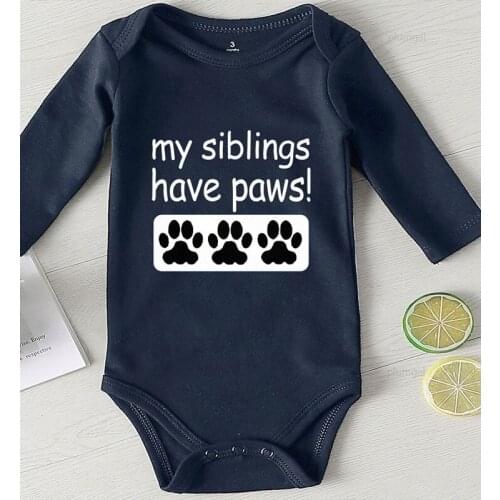 Baby Boy Clothing Winter Jumpsuit for Babies Infant Outfits Dog Print Siblings Have Paws Newborn Girls Rompers Kids' Things