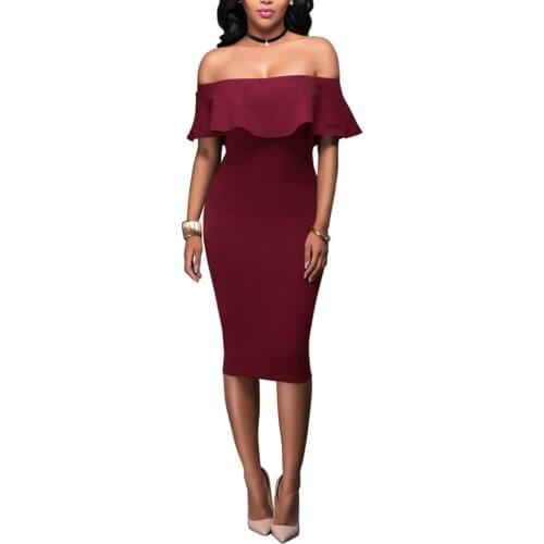 Summer dress Party Women Sexy Off Shoulder Layered Flounce Ruffle Midi Bodycon Dress vestido de mulher платья на новый год2020