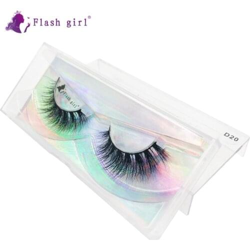 Flash Girl Makeup 3D Mink Eyelashes D20 High Volume Handmade Full Strip Lashes Natural Thick Soft Fake Eyelash In Bulk