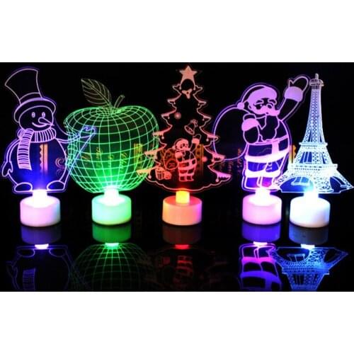 Christmas LED Light Santa Claus Snowman Night Light Colorful Flash Acrylic Light 3d Stereo Night Light Home Decor Lamp Xmas Gift