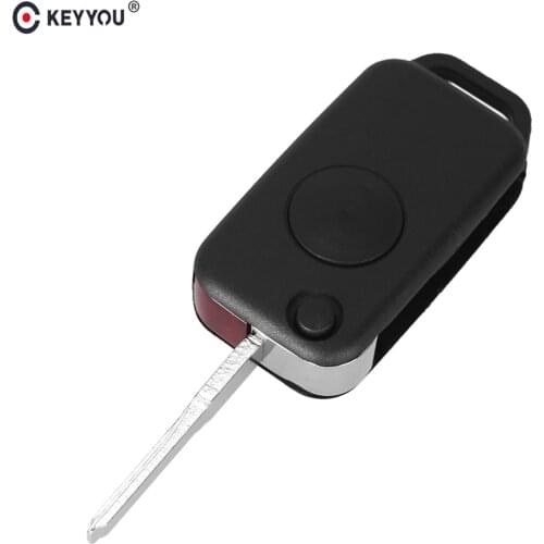 KEYYOU 1 Buttons Flip Folding Remote Car Key Shell For Mercedes Benz W168 W124 W202 1984-2004 A C E For Two Smart Uncut Blade