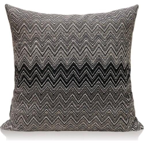 Modern Model Room Decorative Pillows High Precision Abstract Brown Black Jacquard Wave Cushion Cover Bedroom Sofa Bed 45*45CM