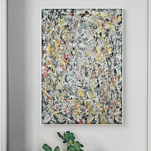 Modern Citon Jackson Pollock White Light Canvas Oil Painting World Famous Artwork Poster Wall Art Picture for Living Room