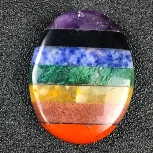 FYJS Unique Oval Shape Layer 7 Colors Rainbow Stone Pendant Healing Reiki Chakra Spiritual Jewelry