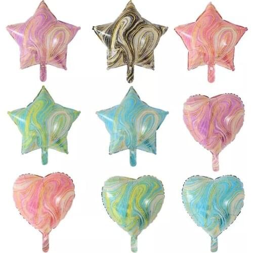 10Pcs/lot 18Inch Foil Agate Star Balloons Colorfully Heart Balloon Helium Globos Birthday Party Wedding Decorations Supplies