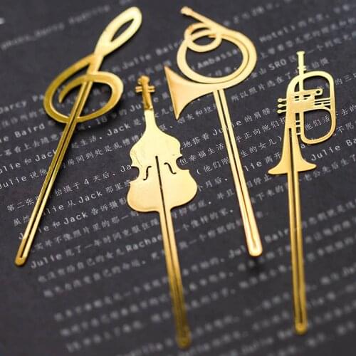 Instrument style bookmarks Music note book mark Gold plated Stationery office School supplies marcador de livros