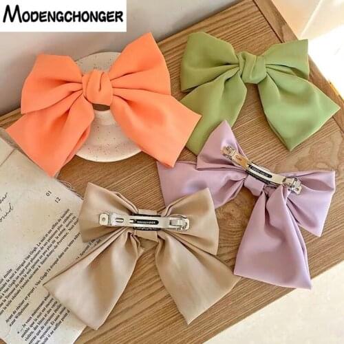 2020 Fashion Large Barrette Bows For Woman Girls Hairpin High Quatity Satin Fabric Ponytail Hairclips Headwear Hair Accessories