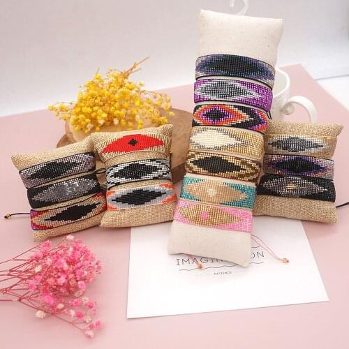 Bohemian Geometric Miyuki Bracelet For Women Braided Seed Beaded Chain Wristband Fashion Colorful Boho Bracelets Jewelry Bijoux