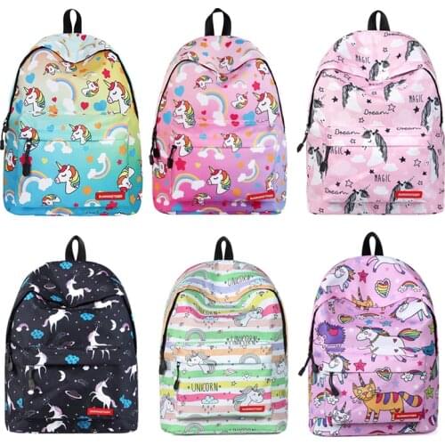 Women School Backpack Cartoon Rainbow Unicorn School Bags for Teenager Girls 2020 Female Travel Laptop Bagpack Mochila Feminina