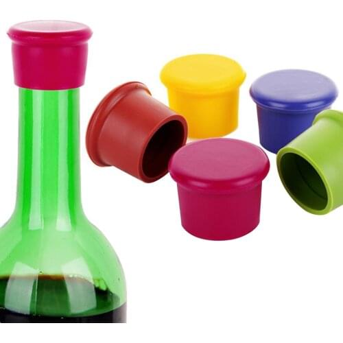 1pc Food Grade Silicone Wine Bottle Stopper Candy Color Champagne Beer Bottle Leak-proof Preservation Corks