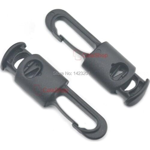 10/25/100 Pcs / Lot Plastic Spring Buckle Hook Cord Locks Clip Stopper Toggle End Black Adjustment String Buckle