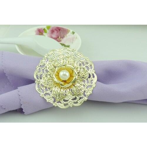 10pcs/lot Hotel model room hollow napkin ring napkin buckle cloth napkin ring Western buckle gold