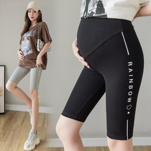 1360# Summer Thin Cotton Maternity Half Legging Elastic Waist Belly Hot Shorts Clothes for Pregnant Women Casual Pregnancy