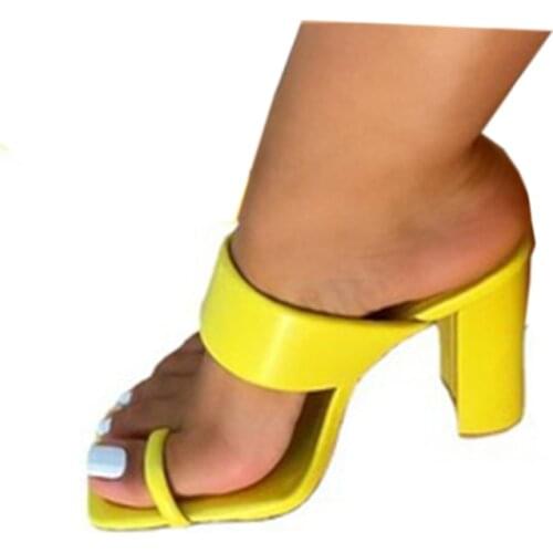 2021 fashion trend large size chunky heels womens shoes 2021 summer new slip-over sandals for women outside