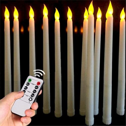 6/12Pcs LED Taper Candles Light Remote Control Flickering Tea Lights for Home Christmas Party Wedding Romantic Dinner Decoration