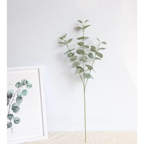 68Cm Artificial Leaves Branch Retro Green Silk Eucalyptus Leaf For Home Decor Wedding Plants Faux Fabric Foliage Room Decoration